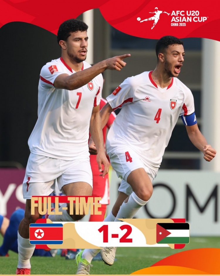  U20亞洲杯B組：朝鮮1-2不敵約旦，兩輪1分暫列B組末尾