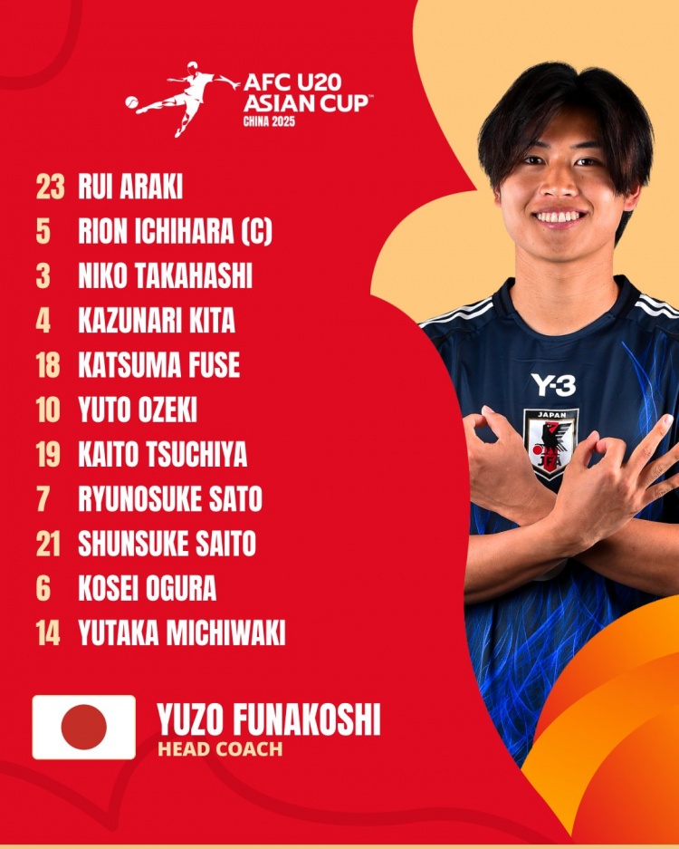  日本U20vs敘利亞U20首發(fā):高橋仁胡、佐藤龍之介出戰(zhàn) 高岡伶颯替補