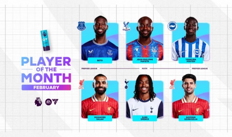  英超2月最佳候選：貝托、馬特塔、明特、薩拉赫、斯賓塞、索博